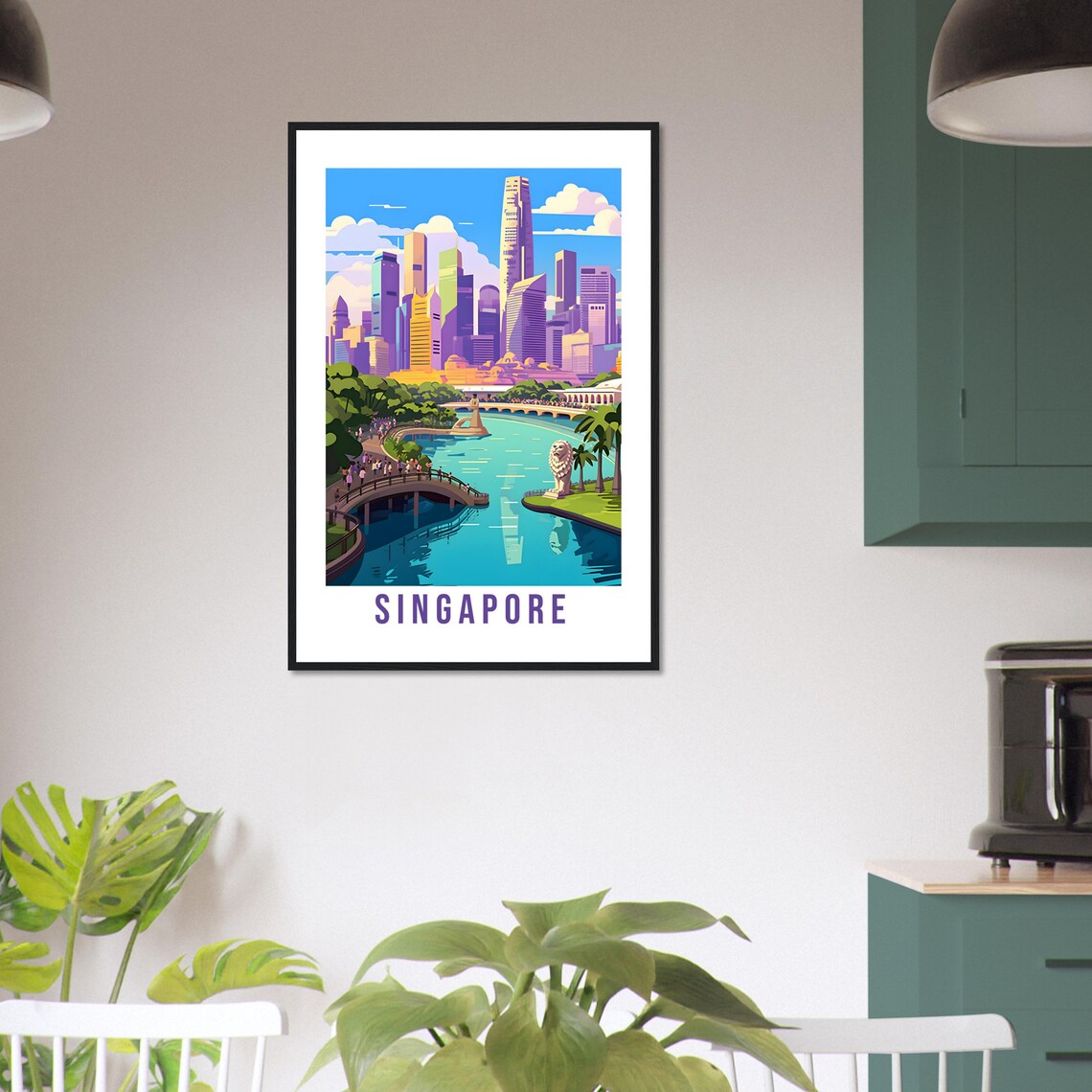 Singapore Marina Bay Merlion Skyline Waterfront Scenery Poster - Image 3
