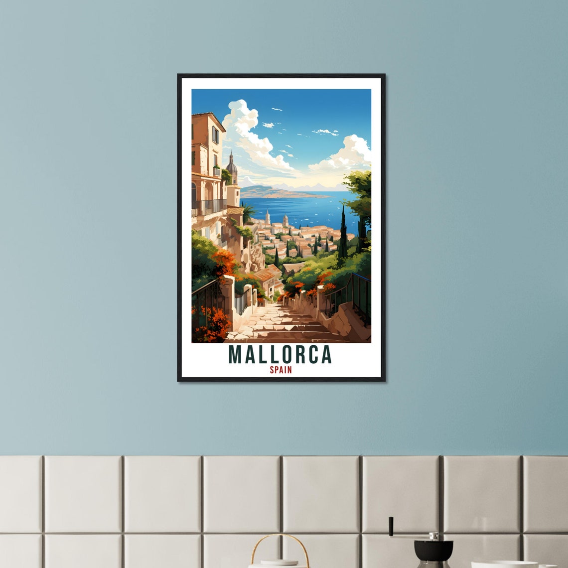 Mallorca Spain Mediterranean Coastal Town Island Travel Poster - Image 3