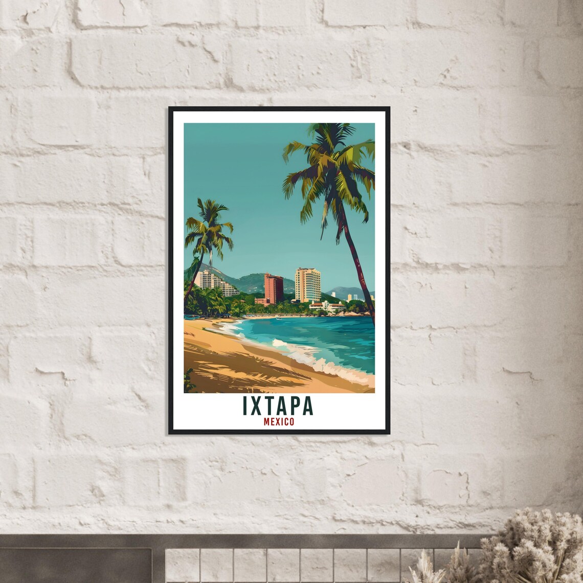 Ixtapa Mexico Pacific Beach Resort Hotels Palms Golden Sand Poster - Image 2