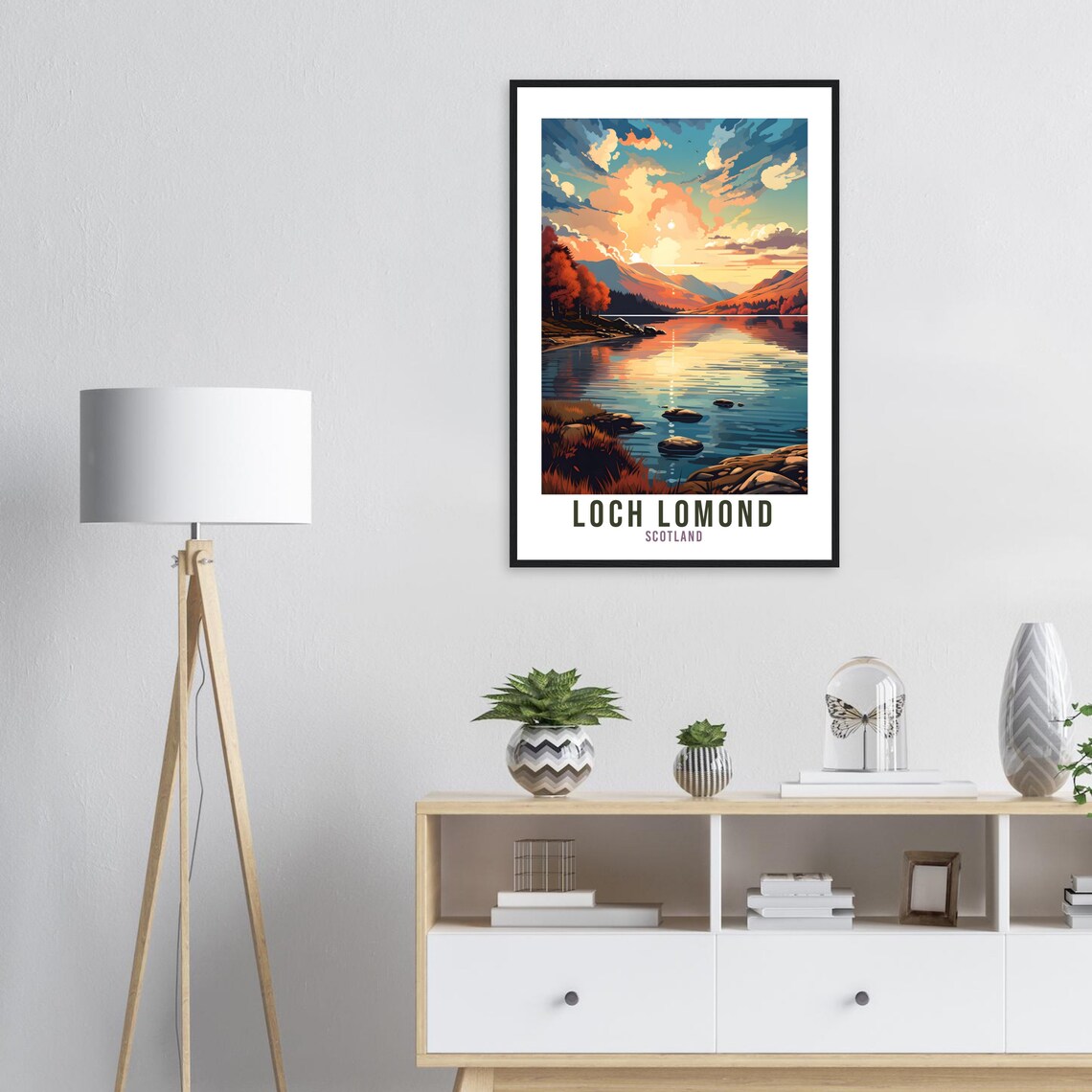 Loch Lomond Scotland Sunset Lake Golden Sky Nature Travel Poster - Image 2