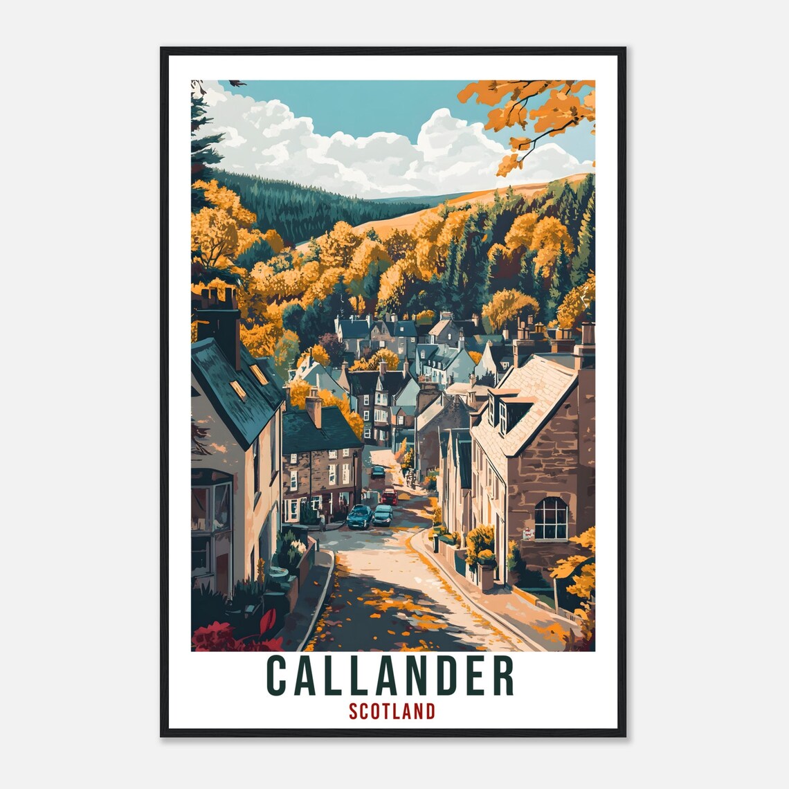 Callander Scotland Vintage Autumn Street Travel Sunny Poster - Image 4