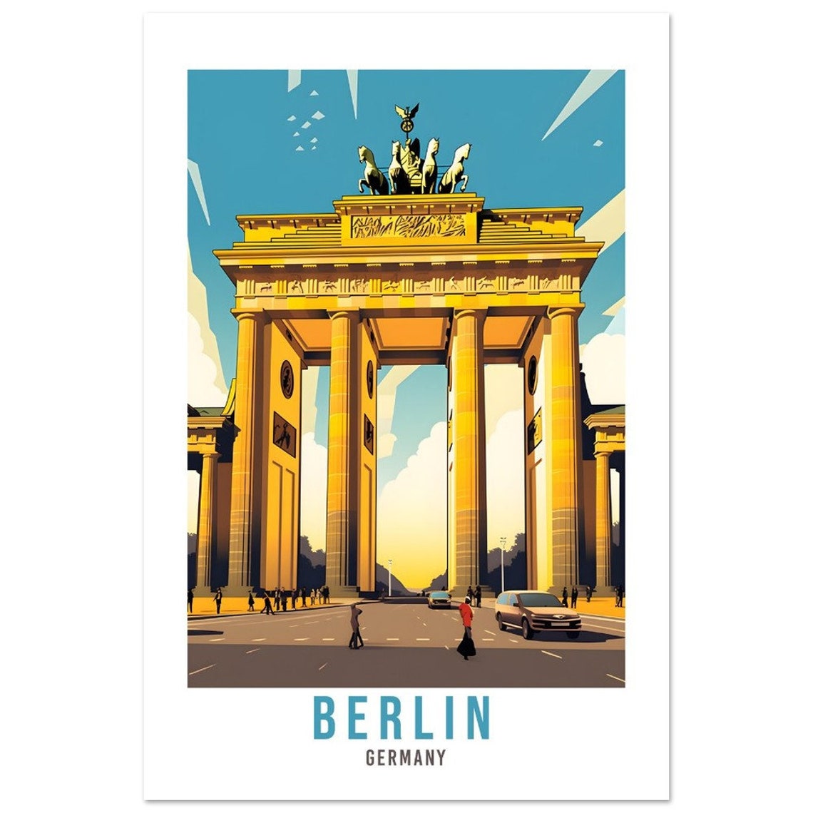 Berlin Germany Brandenburg Gate Golden Sunset Landmark Poster - Image 2