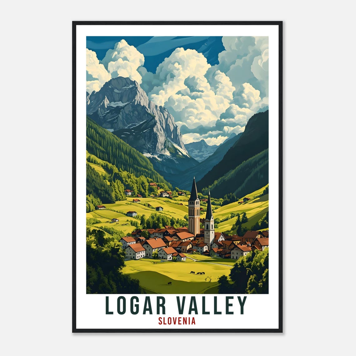 Logar Valley Slovenia Alpine Village Poster Under Dramatic Peaks - Image 4