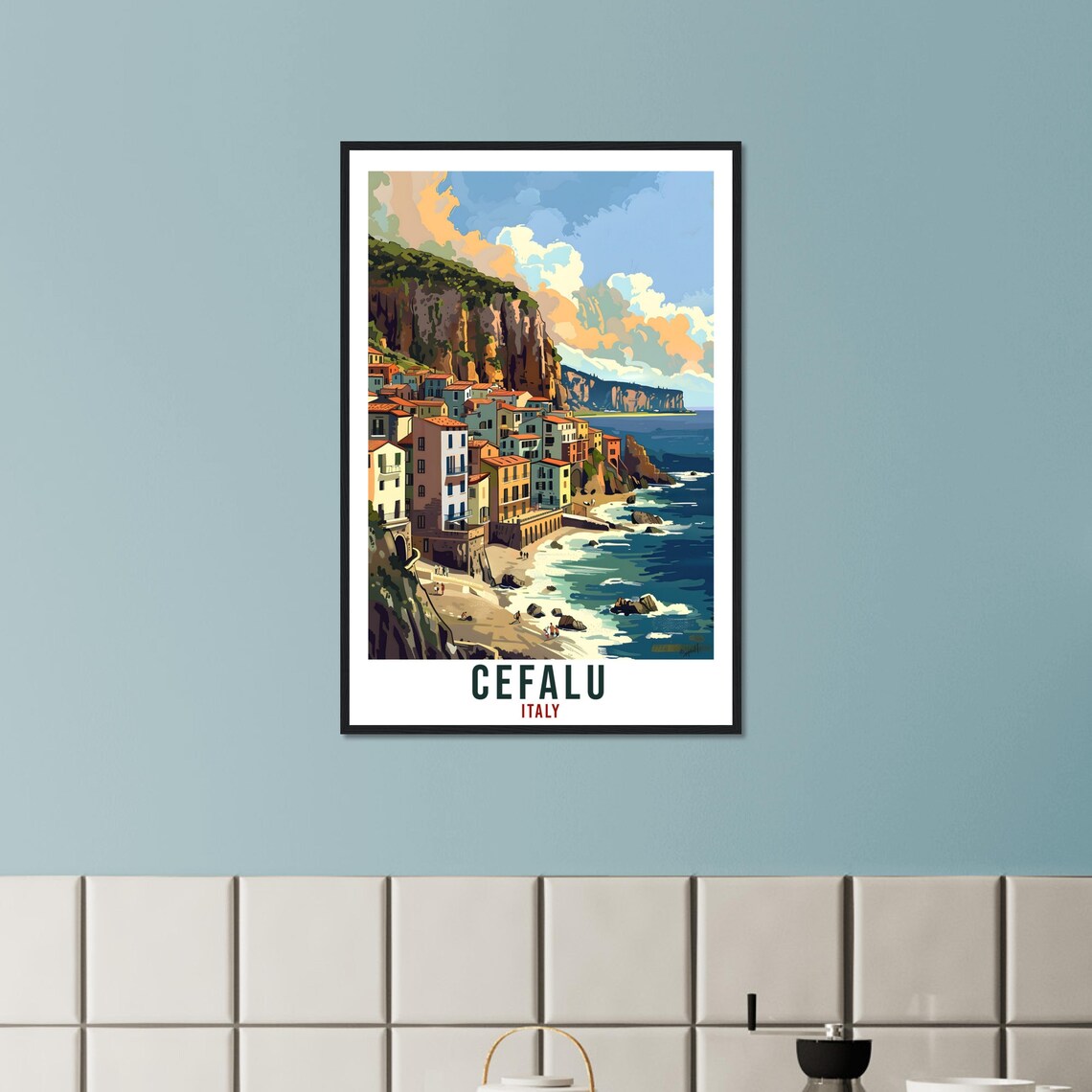 Cefalu Travel Print Italy Wall Sicily Art Wall Hanging Home Living Dcor Cefalu Gift Art Lovers Gift Italy Artwork Italian Travel Poster - Image 2