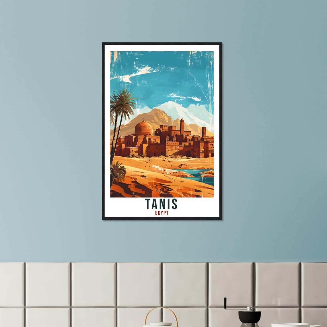 Tanis Egypt Desert Oasis Ancient Mosque Vintage Travel Poster - Image 3