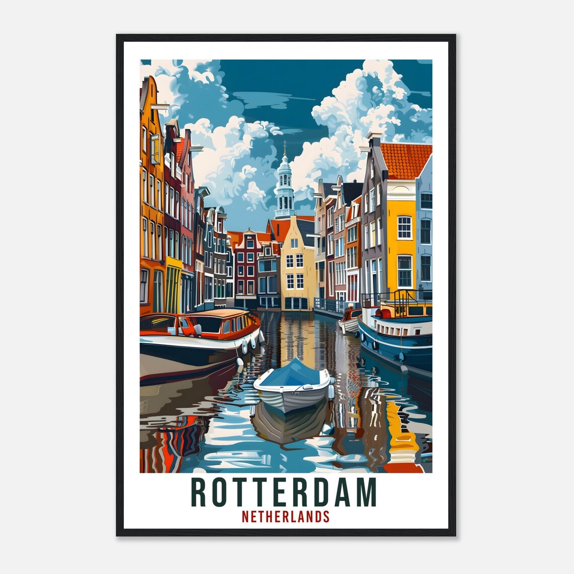 Rotterdam Netherlands Colorful Canal Boats Old Port Travel Poster - Image 4