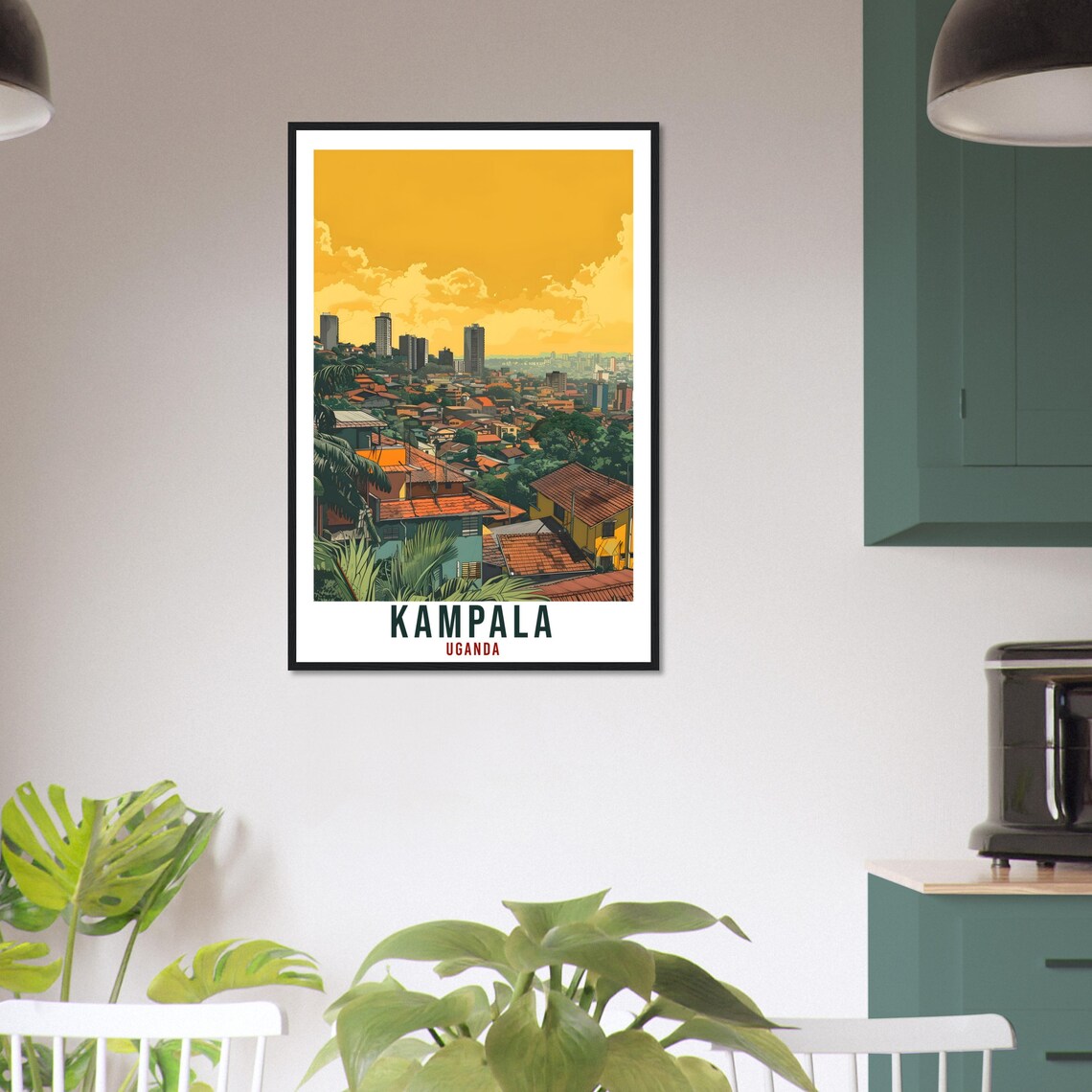 Kampala Uganda City Skyline Warm Golden Hour Retro Travel Poster - Image 3