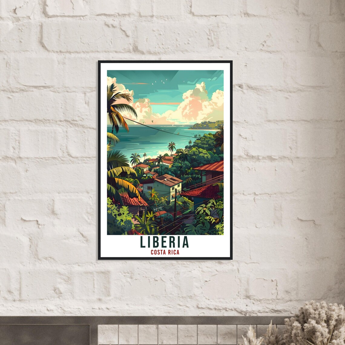 Liberia Tropical Hills Red Roof Houses Pacific Coast Costa Rica Travel Poster - Image 2