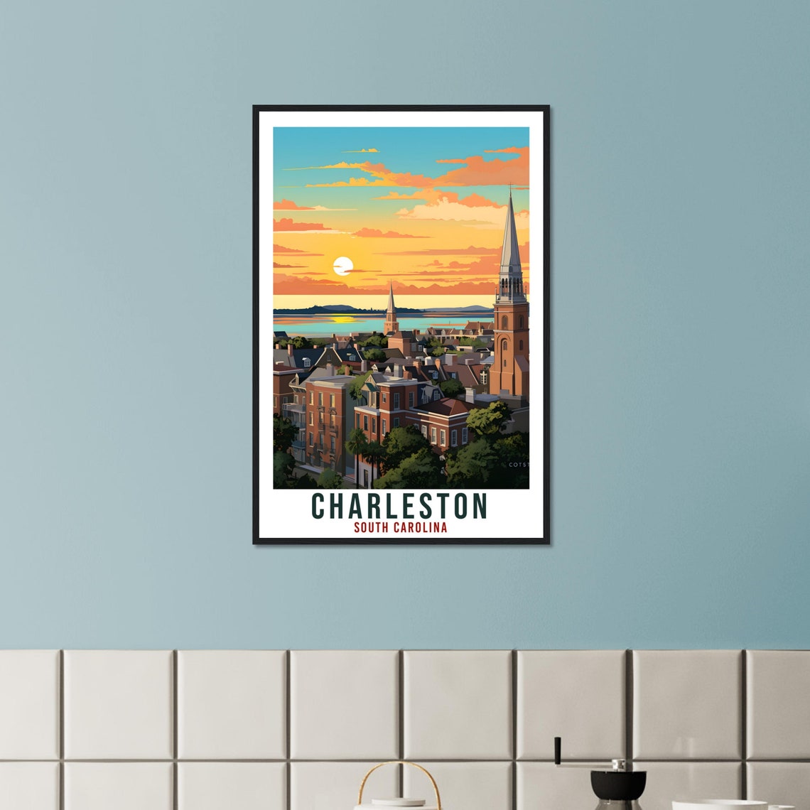 Charleston Travel Print South Carolina Home Decor Usa City Wall Art Wall Hanging Art Lover South Carolina Artwork Charleston Travel Poster - Image 3