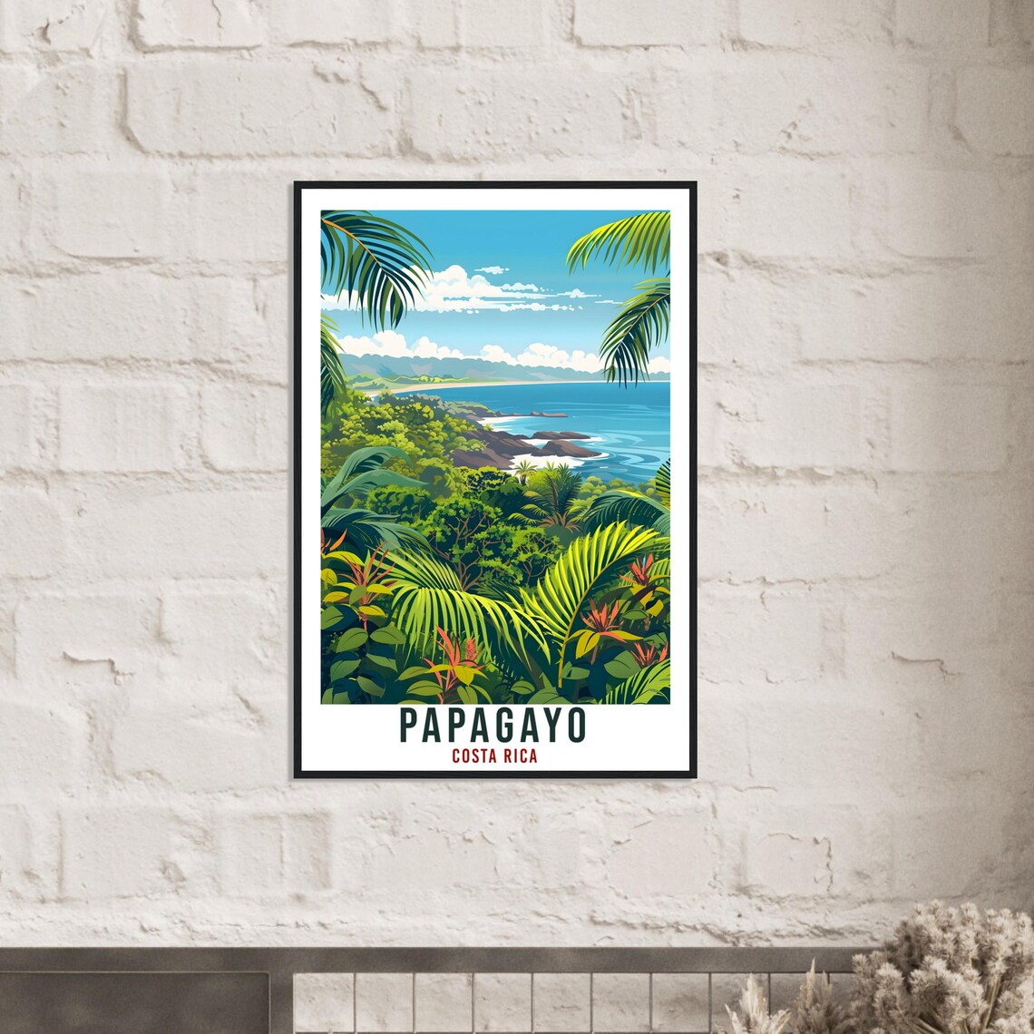 Papagayo Tropical Jungle Coast Palm Fronds Costa Rica Travel Poster - Image 3