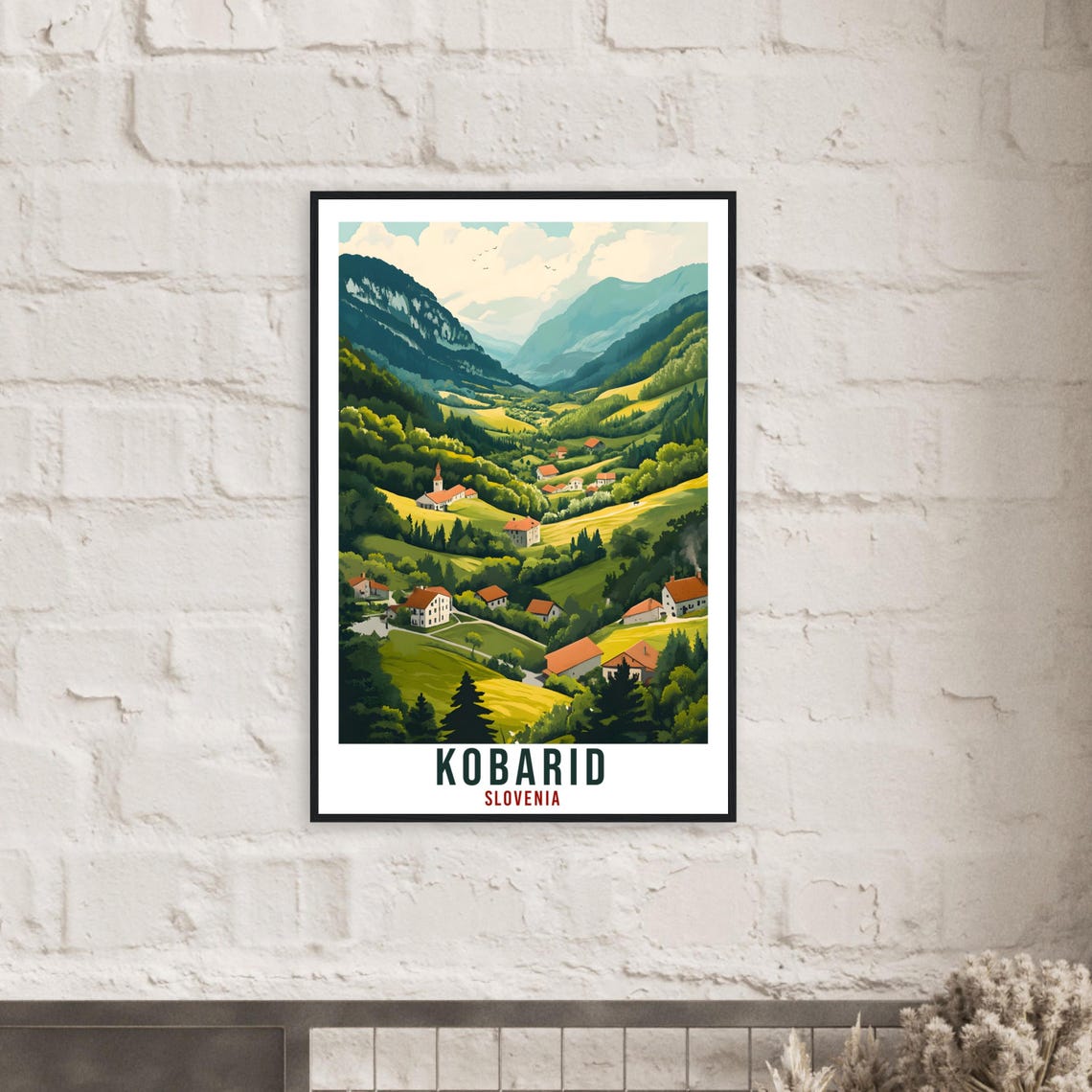Kobarid Slovenia Alpine Village Mountain Valley Travel Poster - Image 2