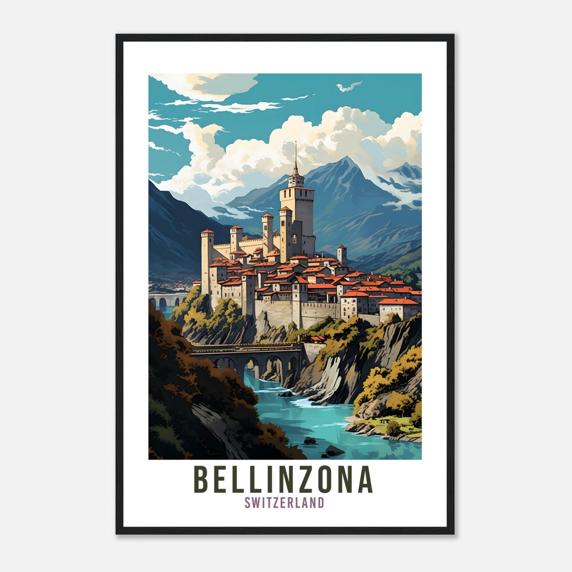 Bellinzona Travel Print Wall Art Switzerland Wall Art Bellinzona Art Print Travel Poster Swiss Landscape Bellinzona Switzerland Travel Art - Image 4