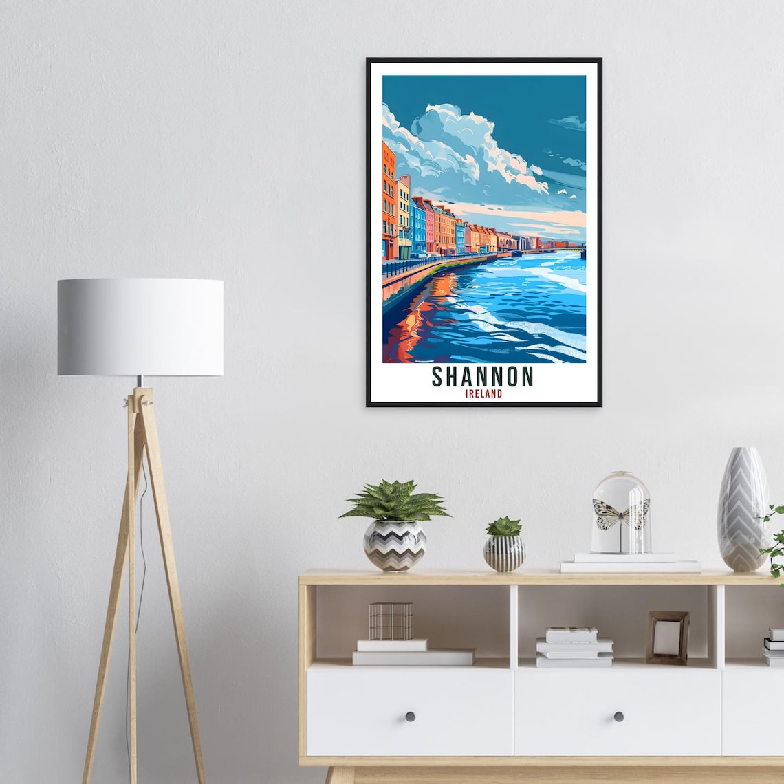 Shannon Ireland Riverside Quay Colorful Buildings Sky Travel Poster - Image 2