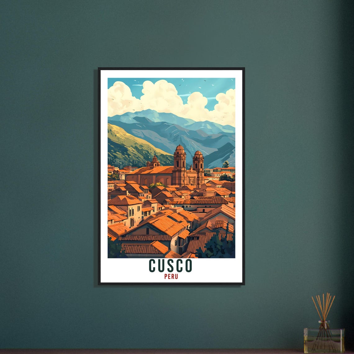 Cusco Peru Cathedral Domes Terracotta Rooftops Vintage Travel Poster - Image 3