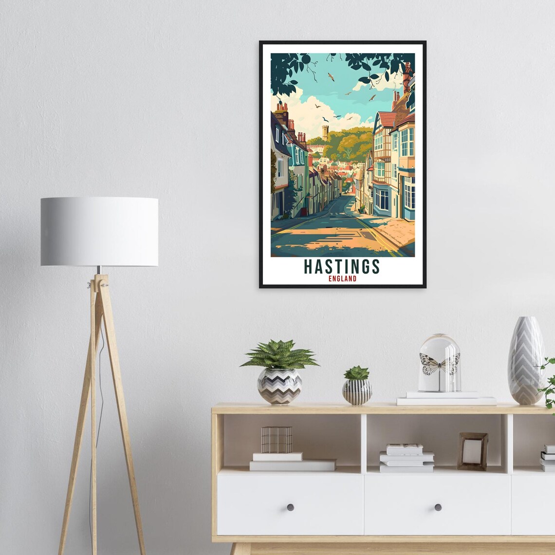 Hastings England Old Town Narrow Street Historic Travel Poster - Image 3