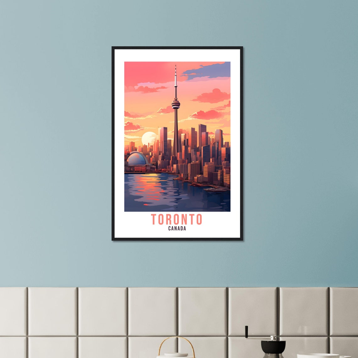 Toronto Canada CN Tower Sky Skyline Sunset Harbor View Poster - Image 3