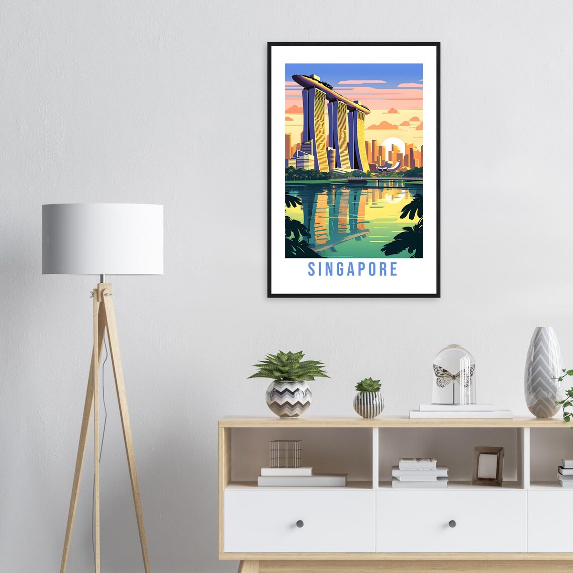 Singapore Marina Bay Sands Iconic Sunset Waterfront Scene Poster - Image 2