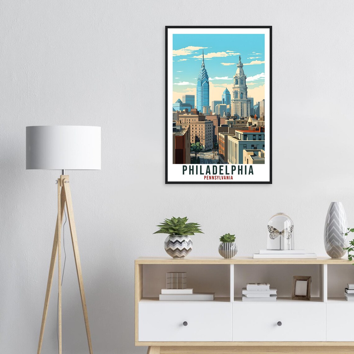 Philadelphia Pennsylvania Skyline City Hall Vintage Travel Poster - Image 2