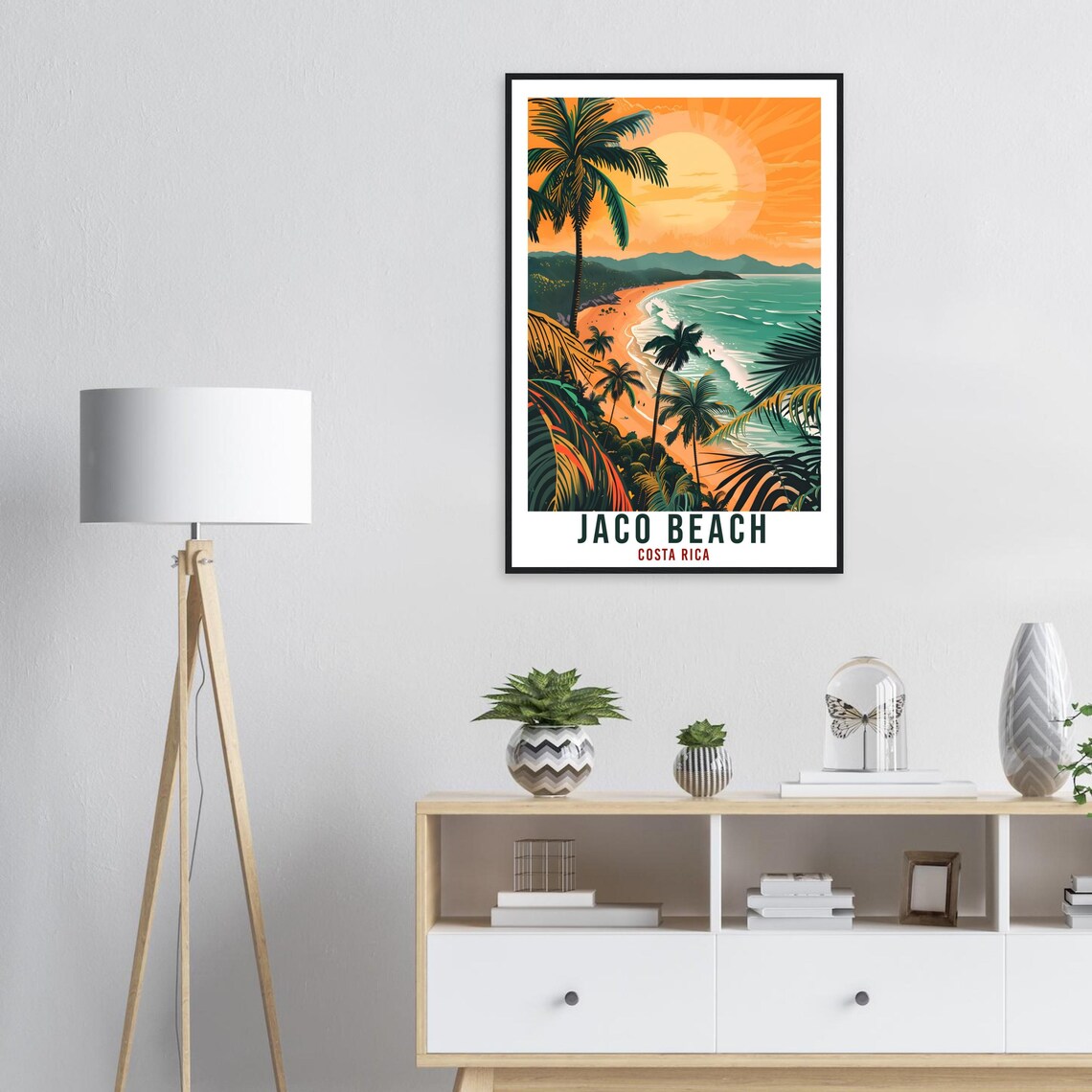 Jaco Beach Sunset Palms Golden Shore Surf Costa Rica Travel Poster - Image 3