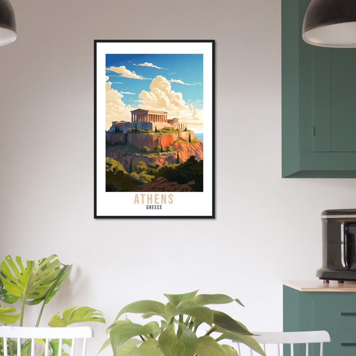 Athens Greece Sunlit Acropolis Ancient Citadel Hilltop View Poster - Image 3