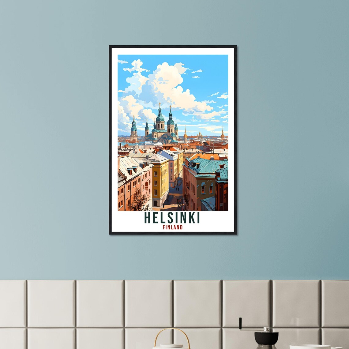 Helsinki Finland Onion Dome Cathedral Cityscape Vintage Travel Poster - Image 4