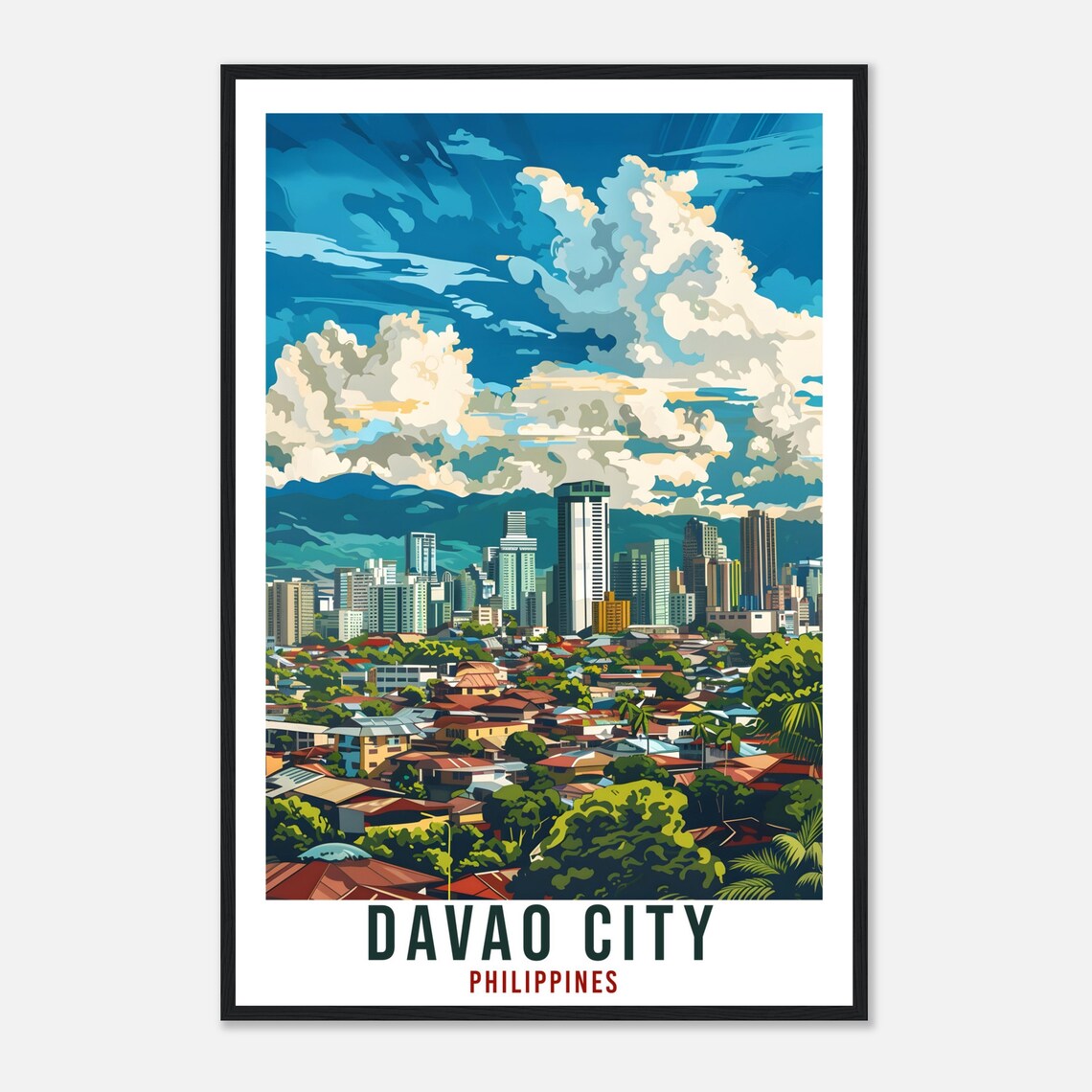 Davao City Philippines Skyline Clouds Panorama Travel Poster - Image 4