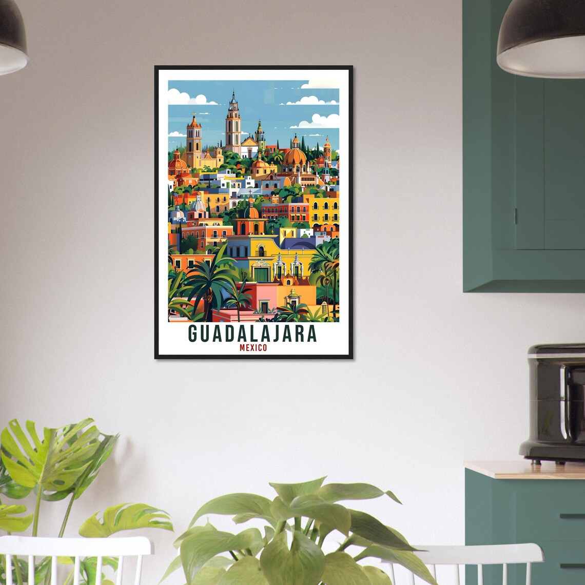 Guadalajara Mexico Palm Trees Colonial Cityscape Travel Poster - Image 3
