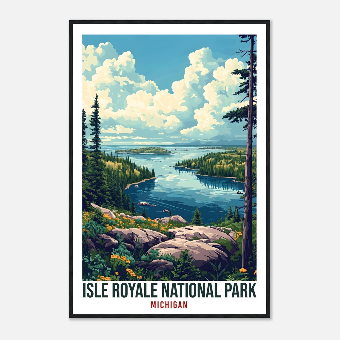 Isle Royale National Park Michigan Lake Island Scene Travel Poster - Image 4
