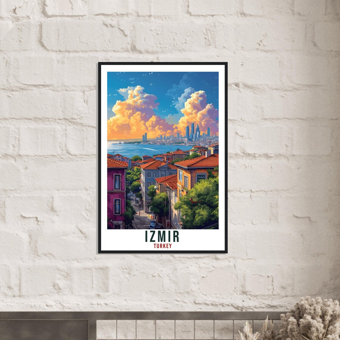 Izmir Turkey Waterfront Old Town Skyline Across the Bay Travel Poster - Image 3