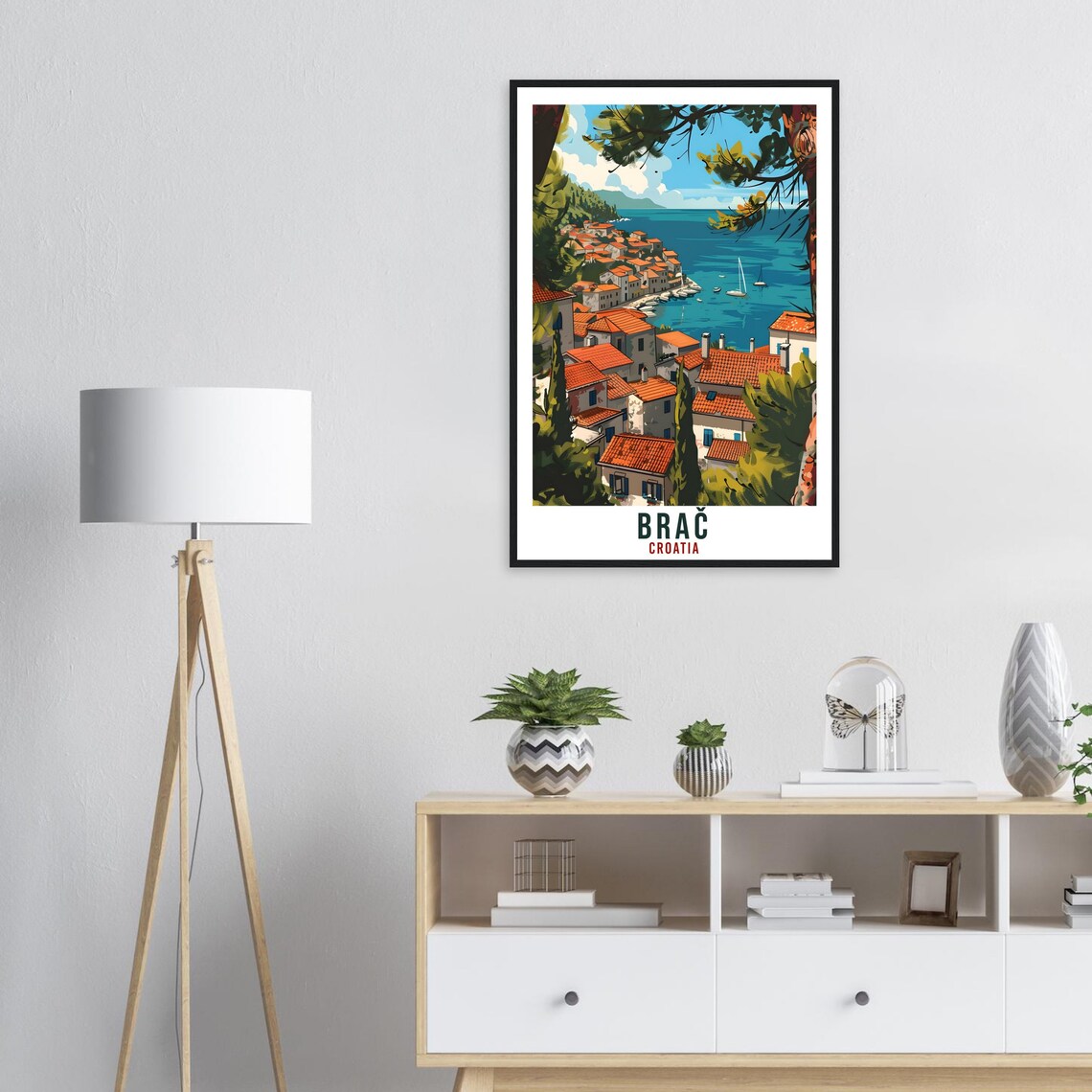 Brac Croatia Vintage Travel Poster Island Village and Pine Trees - Image 3