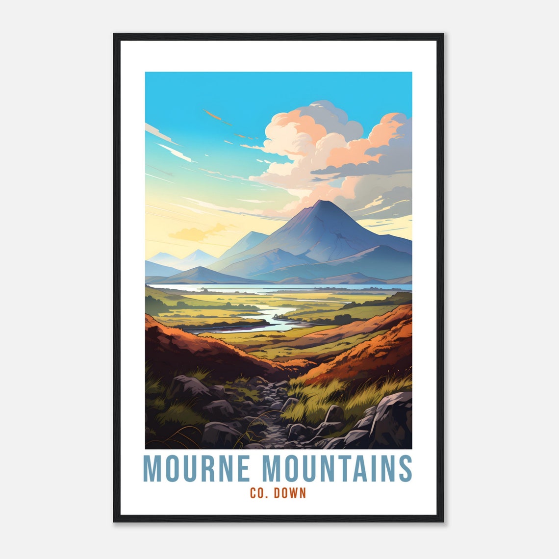 Mourne Mountains County Down Northern Ireland Vintage Travel Poster - Image 4