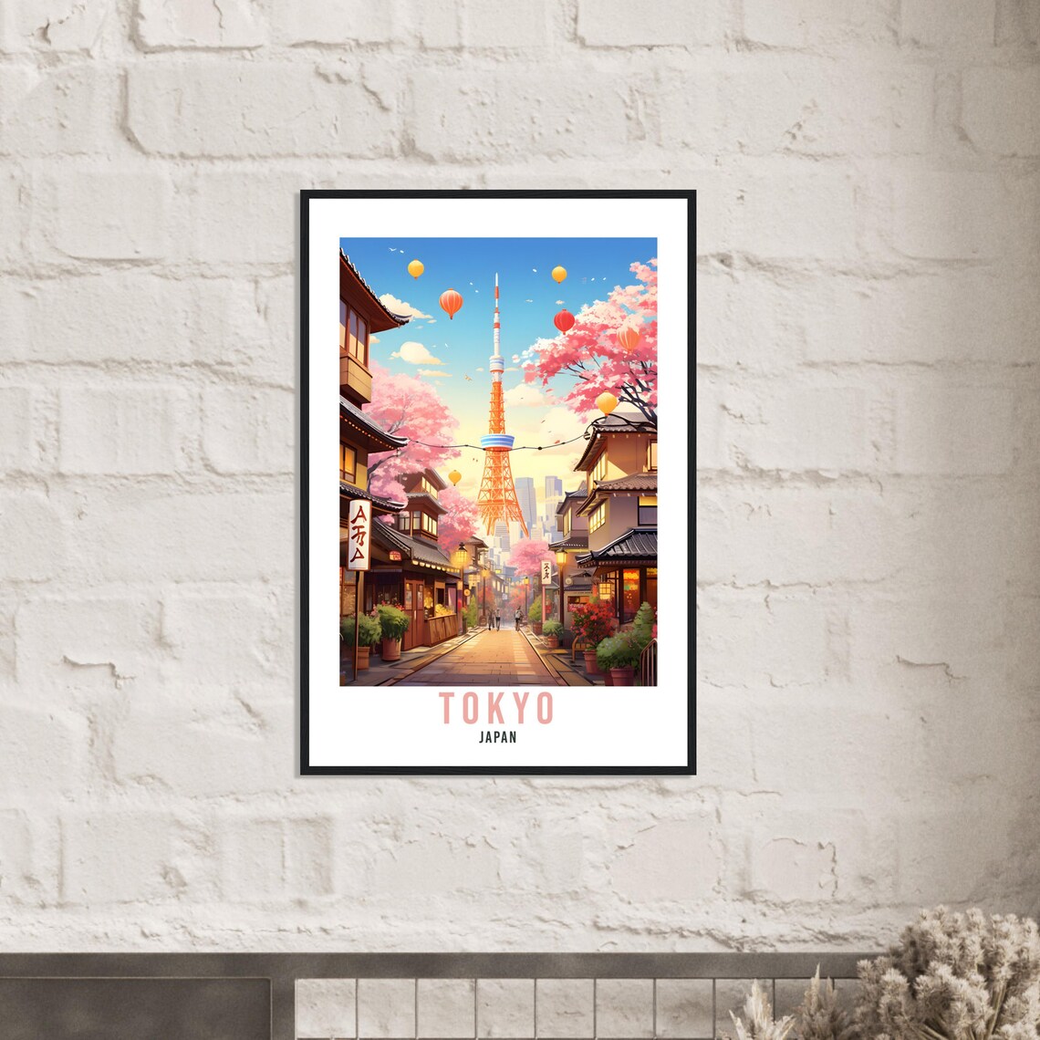Tokyo Japan Vintage Cherry Blossom Tokyo Tower Street Poster - Image 2