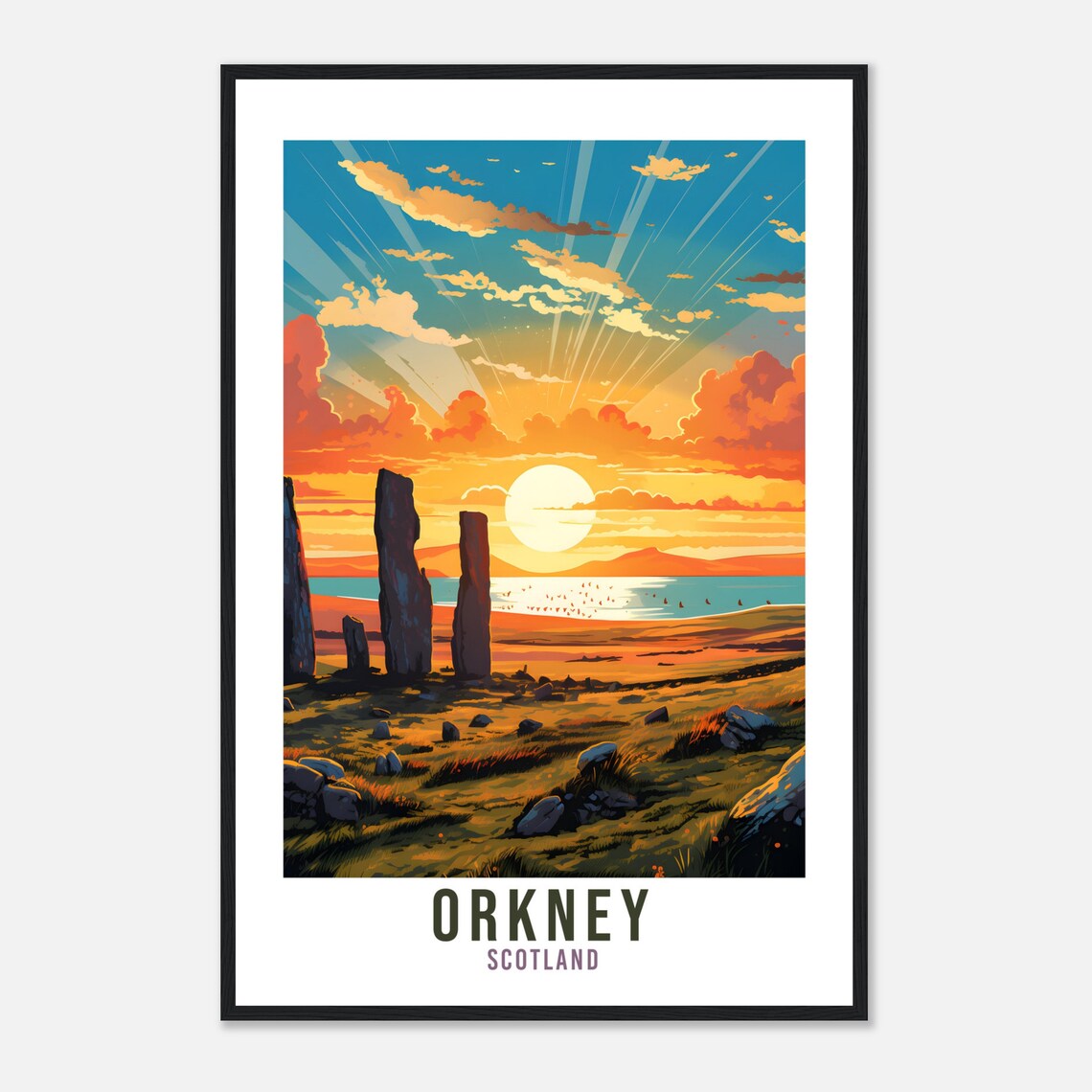 Orkney Island Sunset Travel Poster, Scotland - Image 4