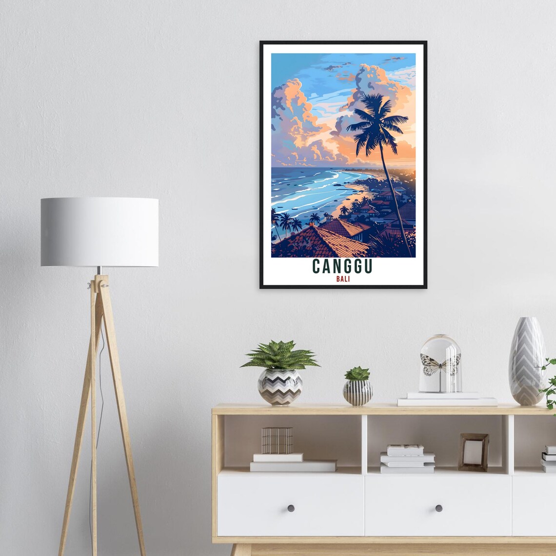 Canggu Bali Golden Hour Sunset Beach Palm Tree Travel Poster - Image 2