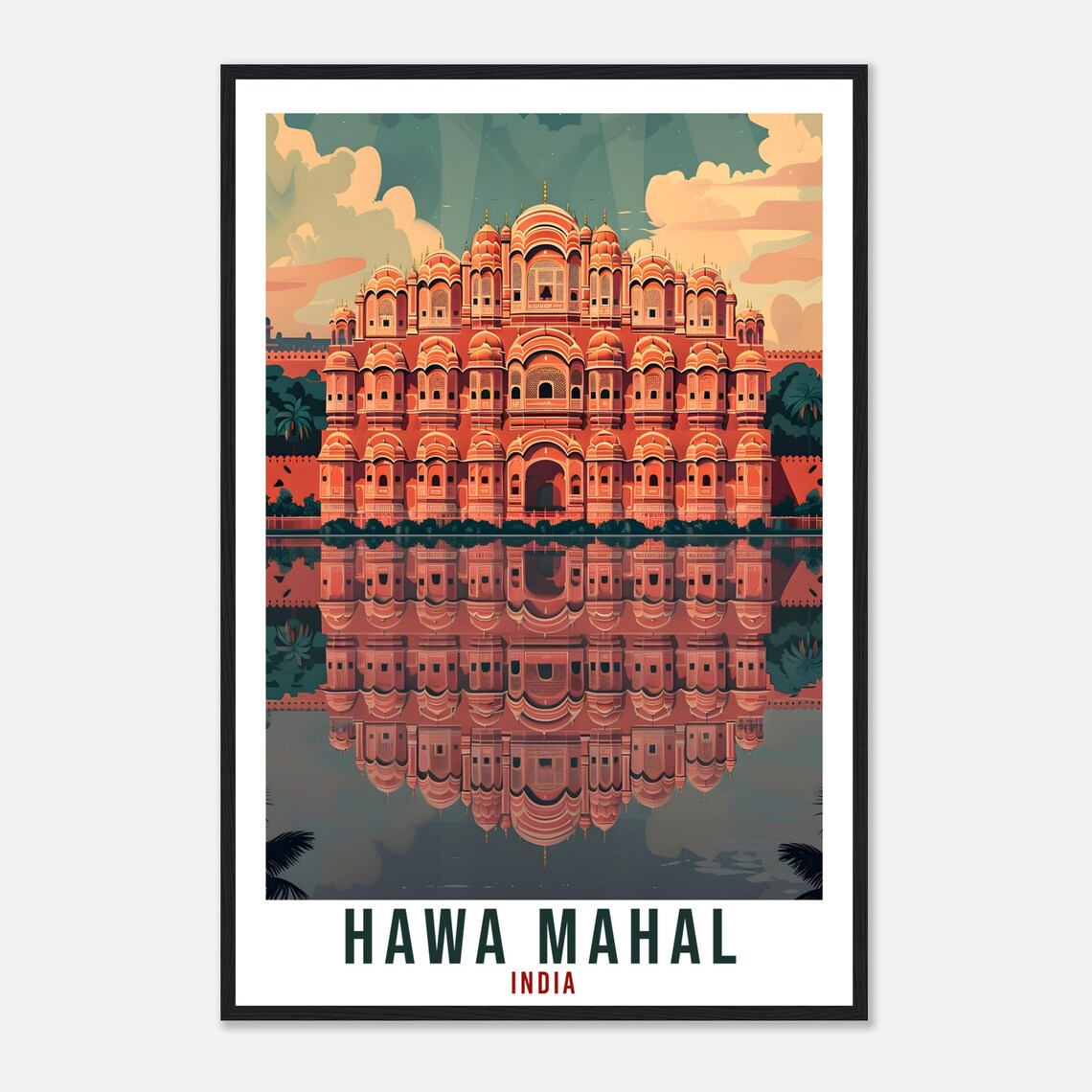 Hawa Mahal India Jaipur Palace Reflection Pink Palace Travel Poster - Image 4