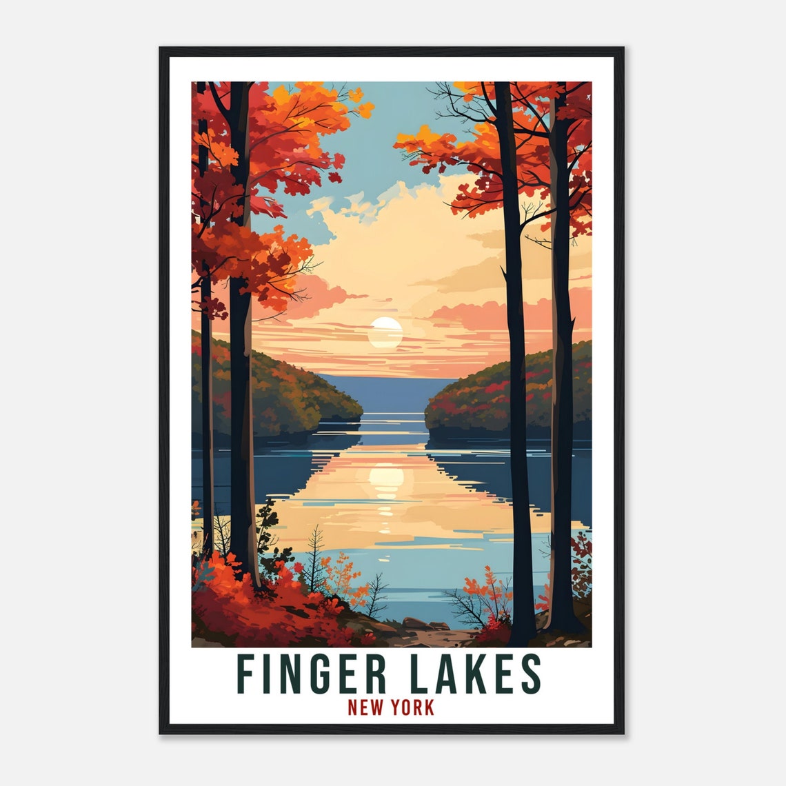 Finger Lakes Travel Print New York Home Decoration Usa City Wall Art Gift Wall Hanging Art Lover New York Artwork Finger Lakes Travel Poster - Image 4