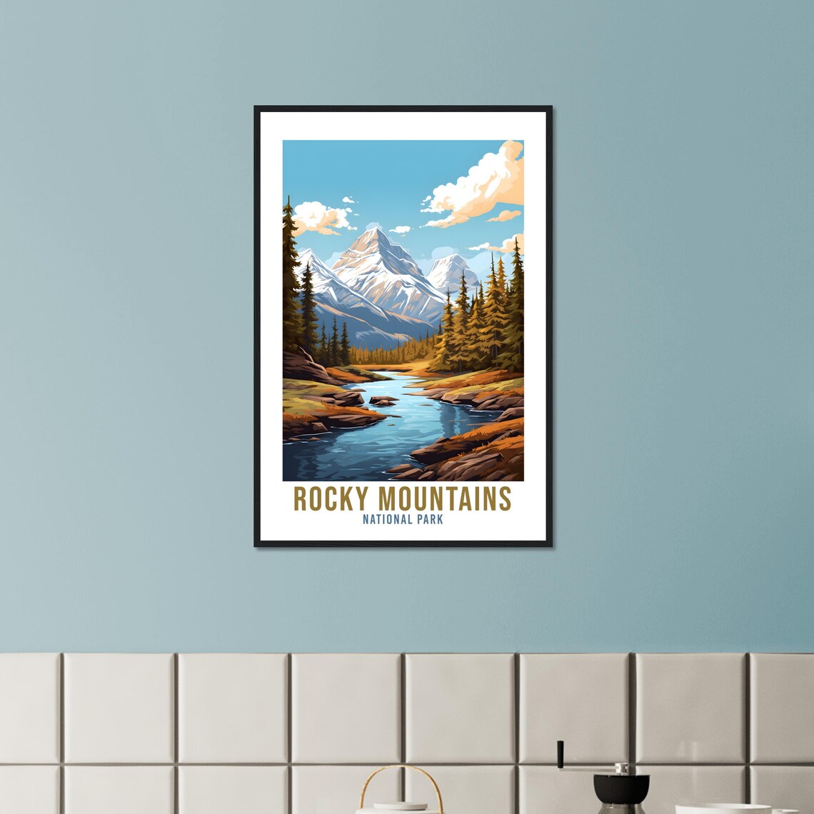 Rocky Mountains National Park Snow Peak River Pine Travel Poster - Image 3