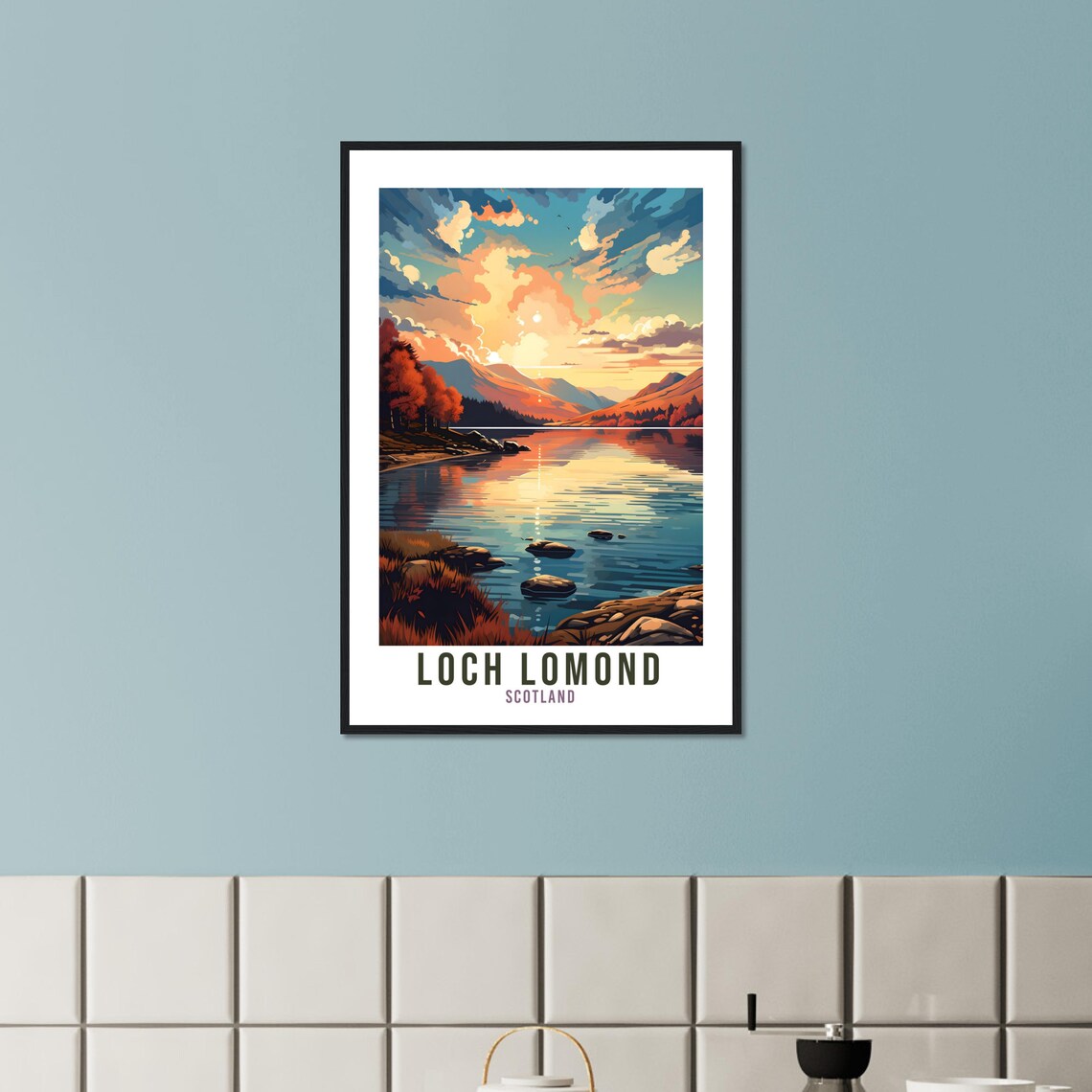 Loch Lomond Scotland Sunset Lake Golden Sky Nature Travel Poster - Image 3