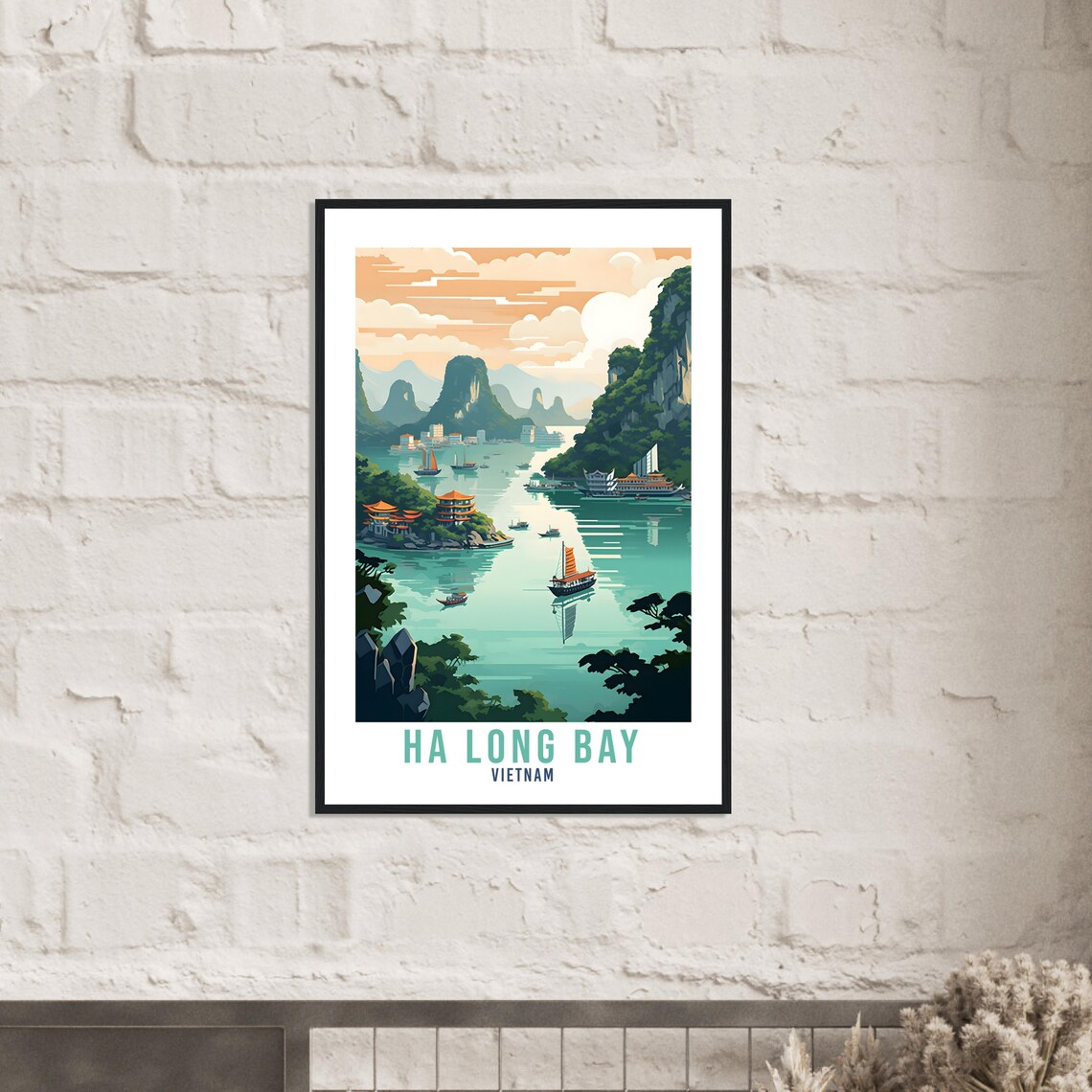Ha Long Bay Vietnam Karst Islands Junk Boats Emerald Seas Poster - Image 3