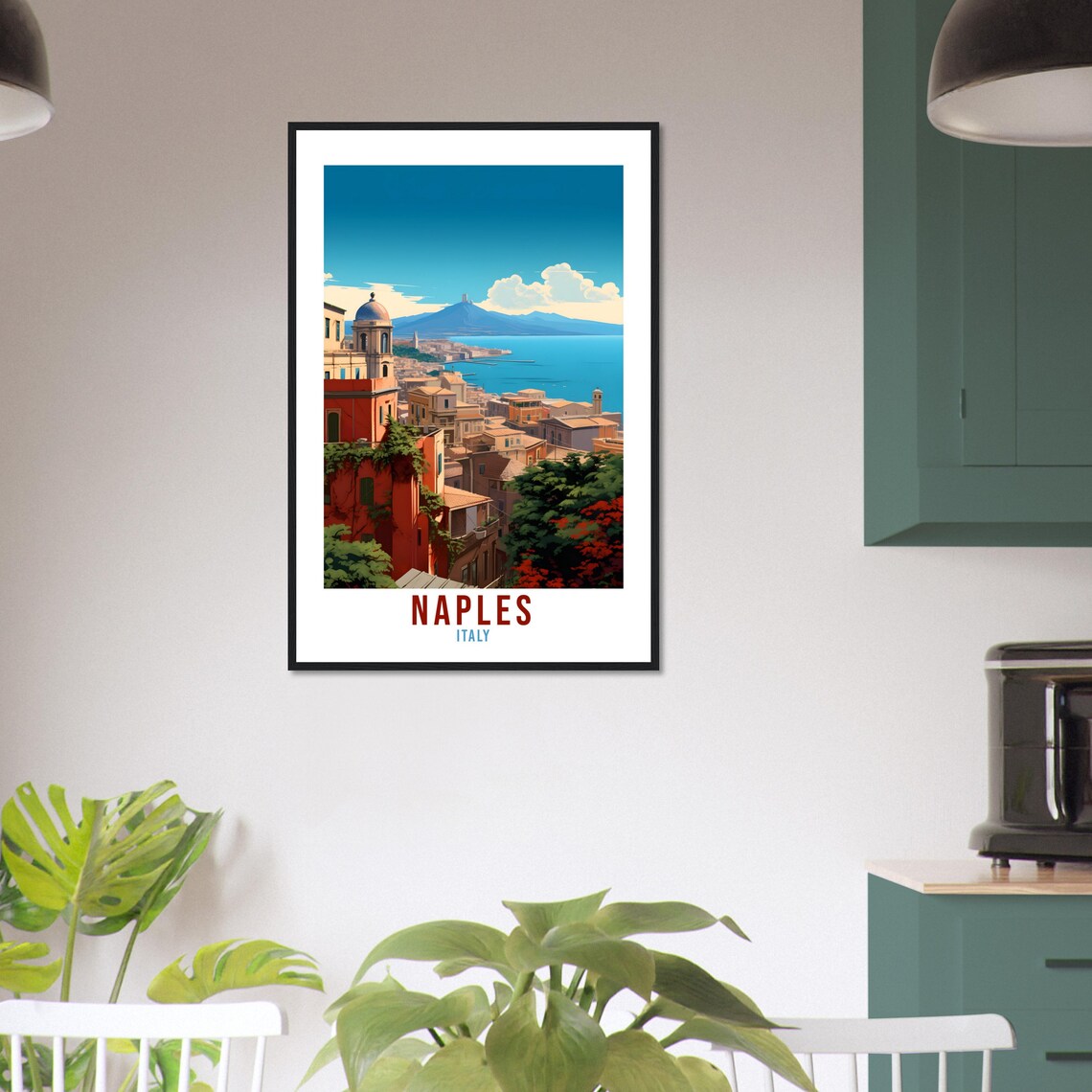 Naples Italy Bay View Mount Vesuvius Old Cityscape Travel Poster - Image 2