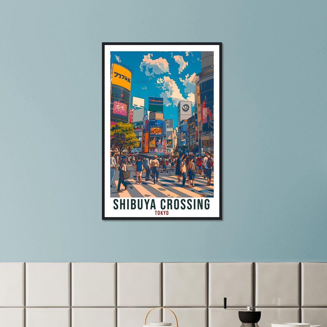 Shibuya Crossing Tokyo Busy Street Neon Billboards Travel Poster - Image 2