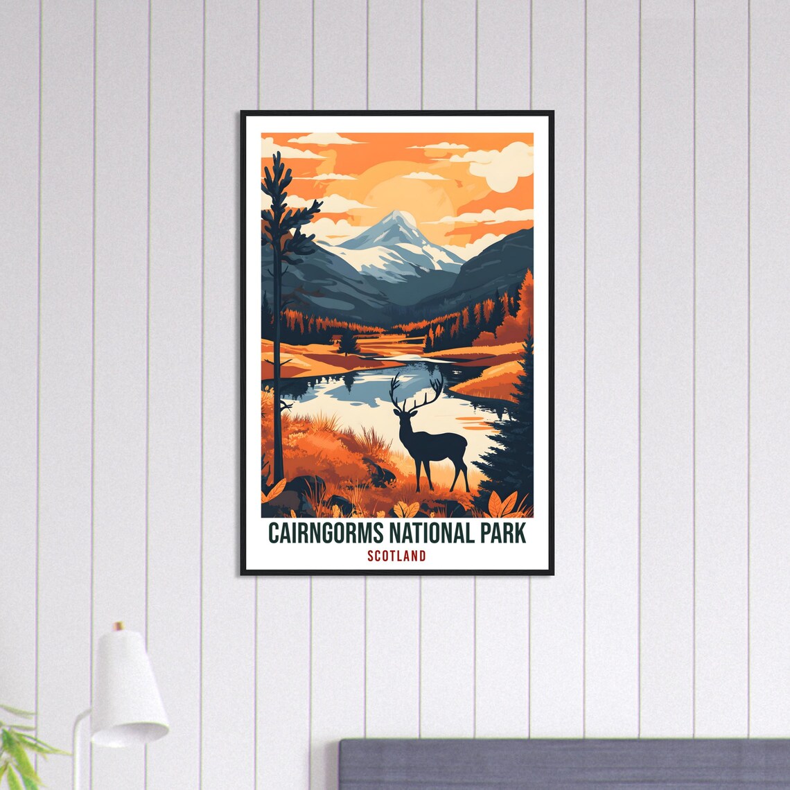 Cairngorms National Park Scotland Stag Sunset Mountain Poster - Image 3
