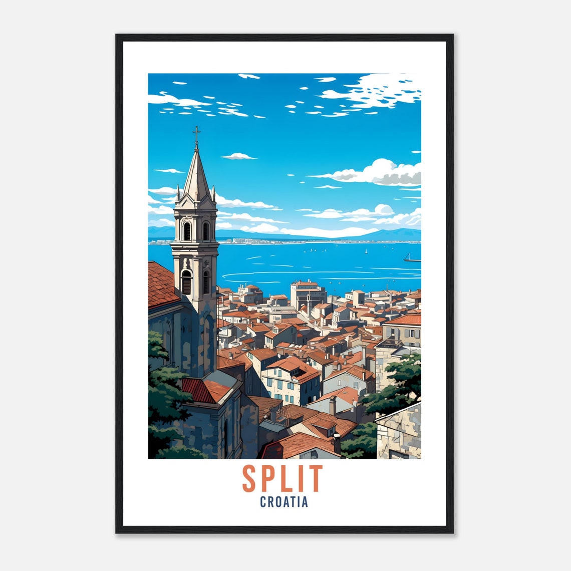 Split Croatia Old Town Bell Tower Adriatic Coast Travel Poster - Image 4
