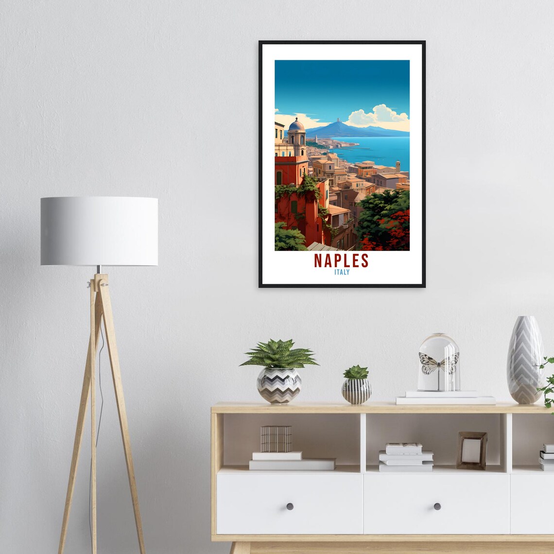 Naples Italy Bay View Mount Vesuvius Old Cityscape Travel Poster - Image 4