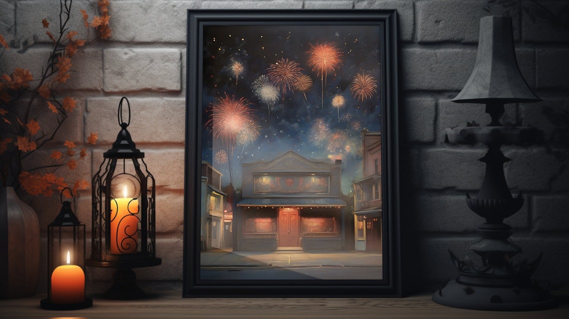 New Years Eve Folk Art Matte Poster New Years Painting Art Print Happy New Years Decor New Years Wall Art New Years Holiday Artwork