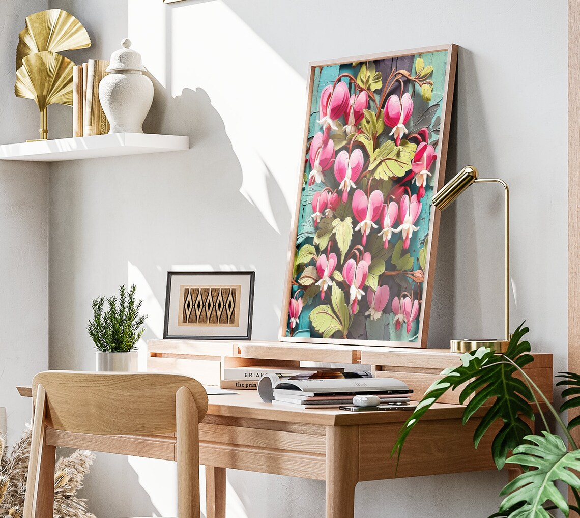 Spring Bleeding Heart Floral Poster, Botanical Easter Decor - Image 3