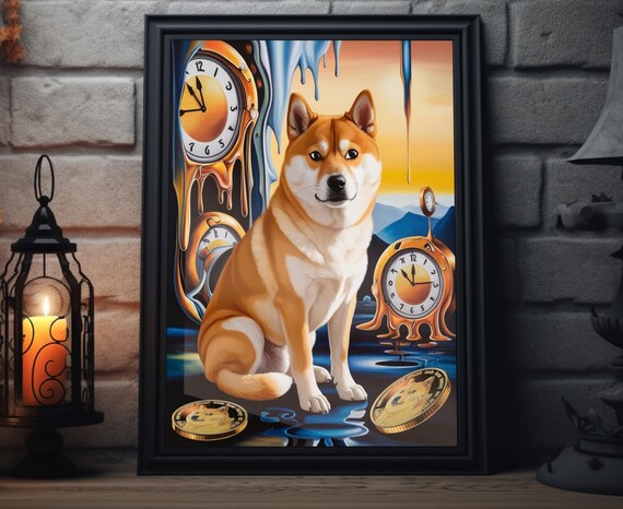 Dogecoin Surreal Meme Art Print Cryptocurrency Painting Artwork Dogecoin Decor Poster Crypto Memecoin Wall Art For Collectors