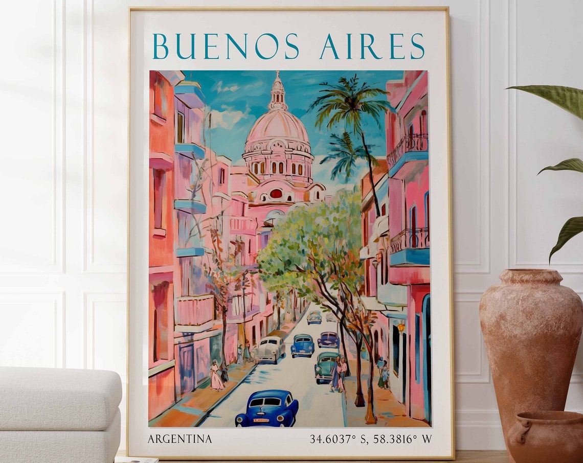 Buenos Aires Travel Poster Argentina Travel Print Argentina Travel Art Travel Poster Colourful Travel Decor Travel Gift