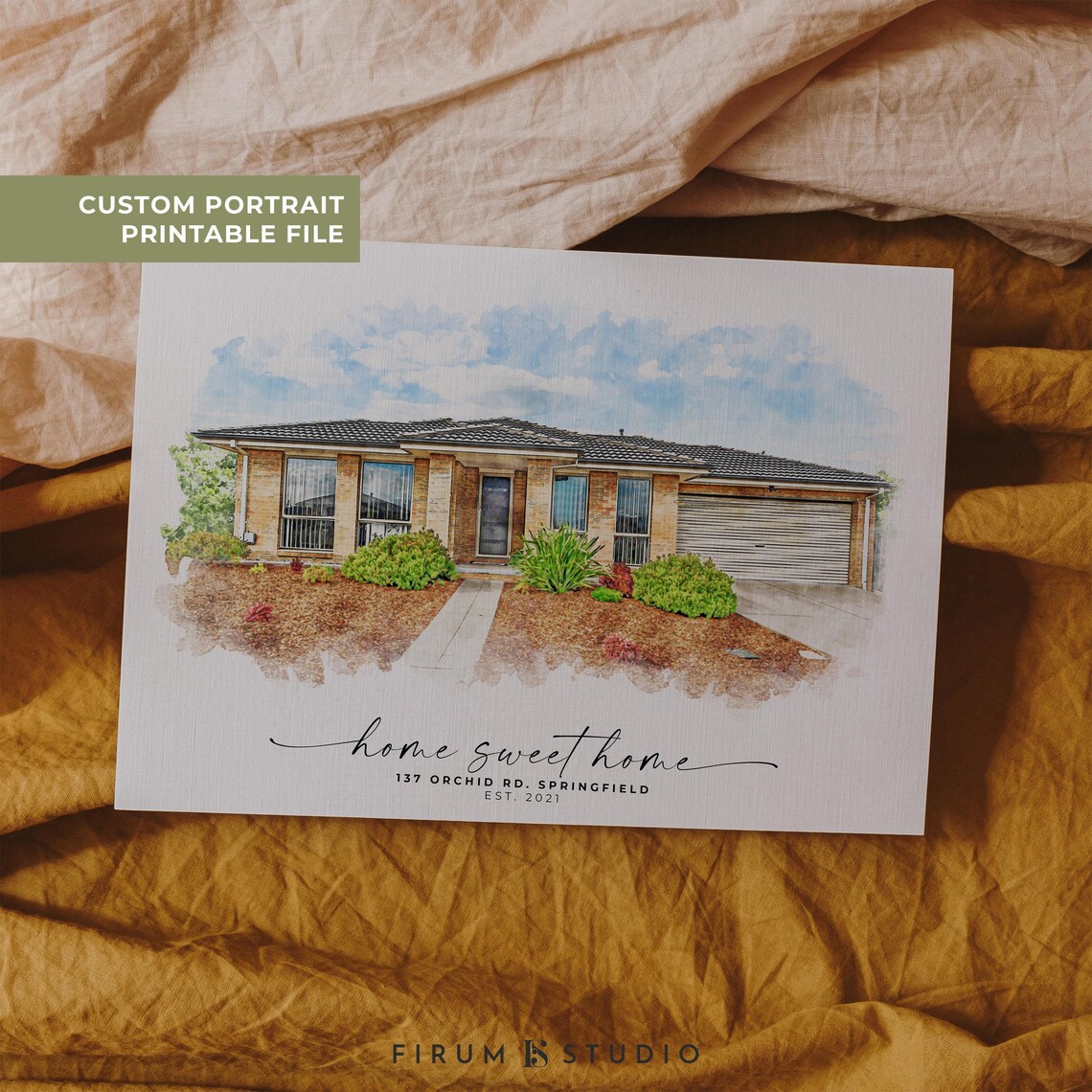 Custom Realtor Closing Gift House Watercolor Portrait