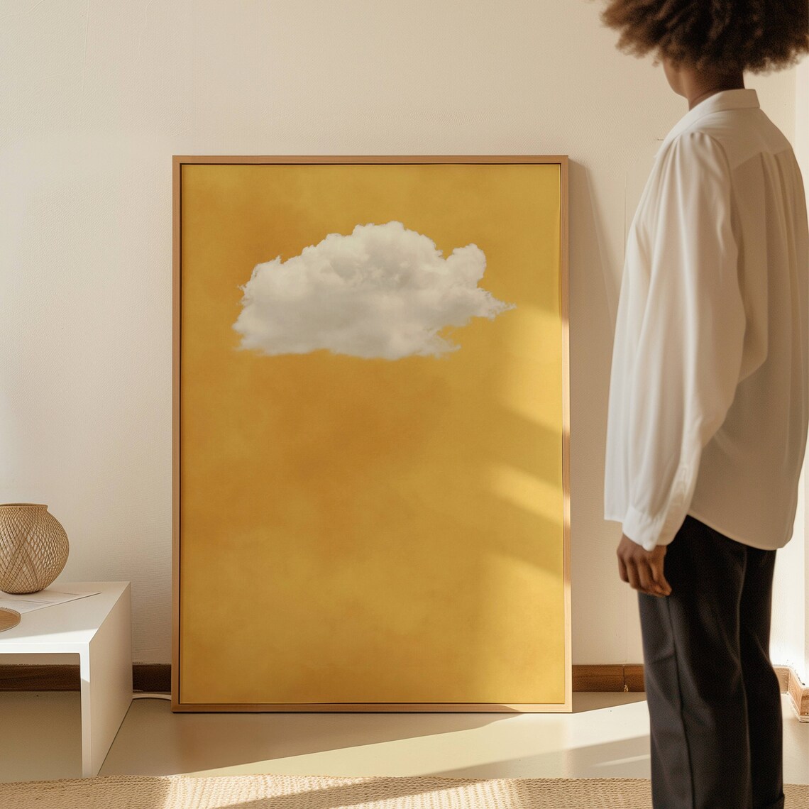 Yellow Cloud Art Print, Minimalist Abstract Decor - Image 2